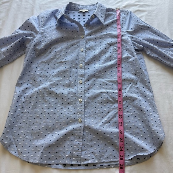 Talbots Blue Clip Dot Button Down Collared Shirt Preppy Office Career Cotton Sm - Picture 7 of 8